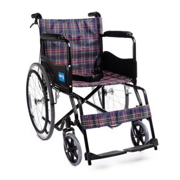 Comfort Plus Tekerlekli Sandalye | Ekose Döşeme, Refakatçi Frenli, Çıkarılabilir Ayaklık, Çelik Gövd - Image 1