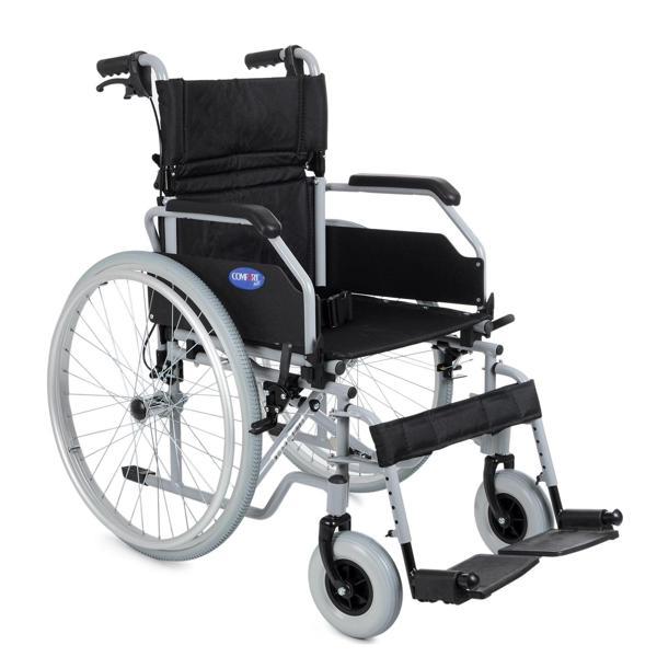Comfort Plus Tekerlekli Sandalye Beyaz | 45 cm Oturma Genişliği, Alüminyum Gövde, Refakatçi Frenli,  - Image 1