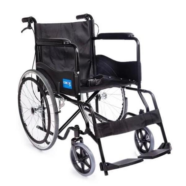 Comfort Plus Tekerlekli Sandalye Siyah | Refakatçi Frenli, Çıkarılabilir Ayaklık, Çelik Gövde KY809B - Image 1