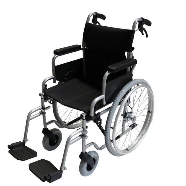 Poylin Refakatçi Frenli Manuel Tekerlekli Sandalye | Katlanabilir Çelik Şase, 40 cm Oturma Genişliği - Image 1