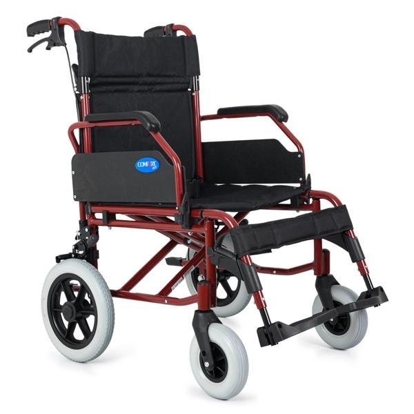Comfort Plus Transfer Tekerlekli Sandalye Bordo | 50 cm Oturma Genişliği, Alüminyum Gövde, Katlanabi - Image 1