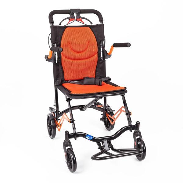 Comfort Plus Transfer Tekerlekli Sandalye Turuncu | Katlanabilir Yapı, Fileli Şilte, Refakatçili Kul - Image 1