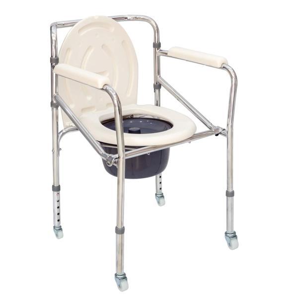 Comfort Plus Tuvaletli Sandalye | Katlanabilir Nikelaj Gövde, Antimikrobiyel Kapak, Sabitlemeli Teke - Image 1