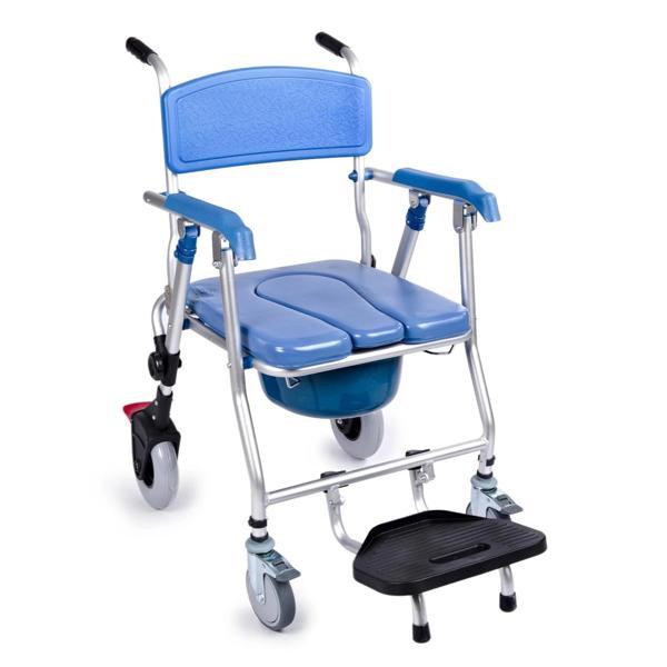 Comfort Plus Tuvaletli Tekerlekli Sandalye | Katlanabilir Alüminyum Gövde, Klozete Yanaşabilir Tasar - Image 1