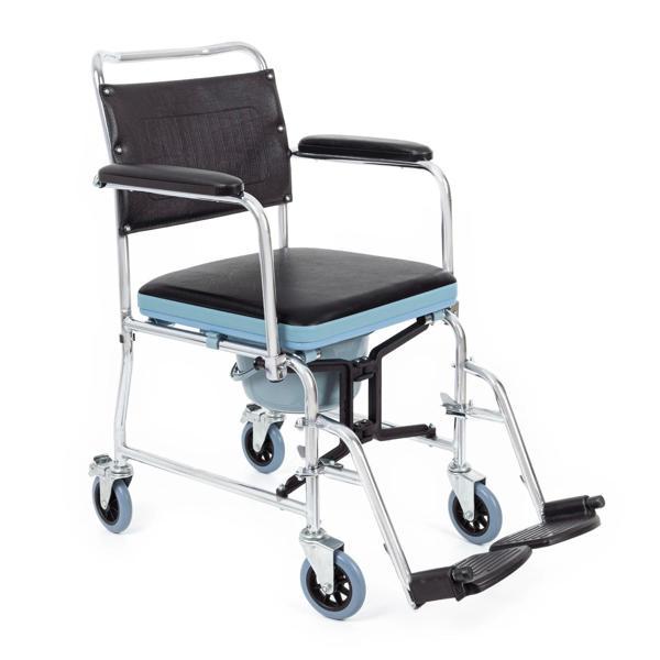 Comfort Plus Tuvaletli Tekerlekli Sandalye | Nikelaj Kaplama Çelik Şase, Ayarlanabilir Ayaklık KY689 - Image 1