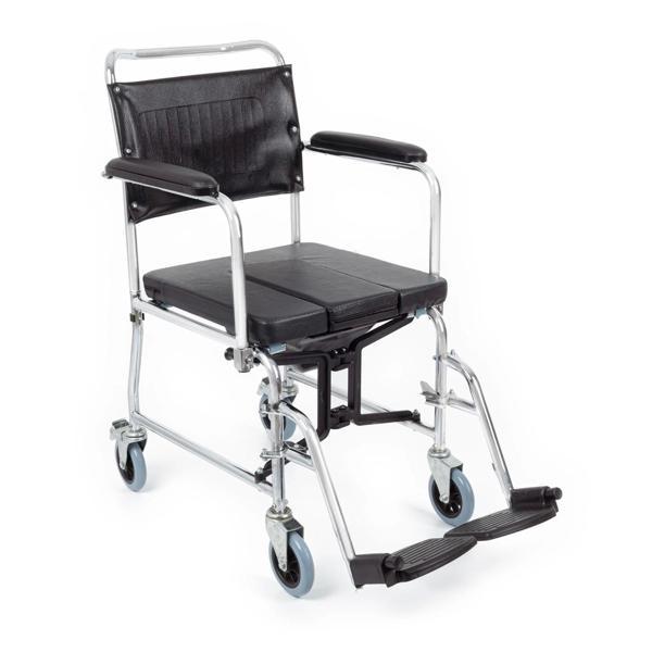 Comfort Plus Tuvaletli Tekerlekli Sandalye | Önden Sürgülü Tuvalet Aparatı, Nikelaj Kaplama KY689U - Image 1