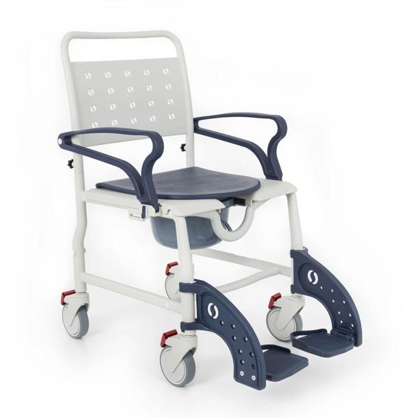 Comfort Plus Banyo ve Tuvalet Sandalyesi Lacivert | Plastik Gövde, Lazımlıklı, Frenli Tekerlekli DM- - Image 1