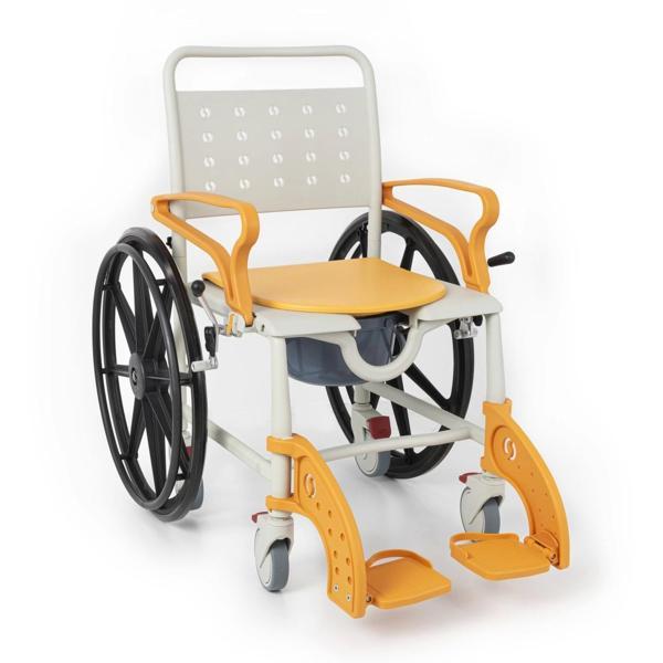 Comfort Plus Banyo ve Tuvalet Sandalyesi Turuncu | 6 Tekerlekli Çift Kullanım, Paslanmaz Plastik Göv - Image 1