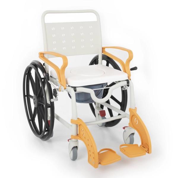 Comfort Plus Banyo ve Tuvalet Sandalyesi Turuncu | 6 Tekerlekli Soft Oturum, Bas-Çıkar Sistemli Çıka - Image 1