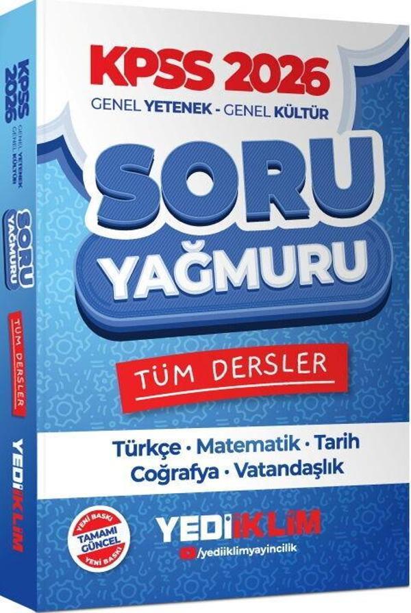 Yediiklim Yayınları 2026 KPSS Genel Yetenek Genel Kültür Tüm Dersler Soru Yağmuru - Yediiklim Yayınları - Image 1