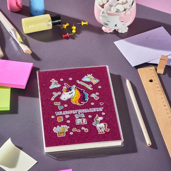 Karaca Container Klasik Unicorn Çizgili 64 Yaprak Simli Defter - Image 1
