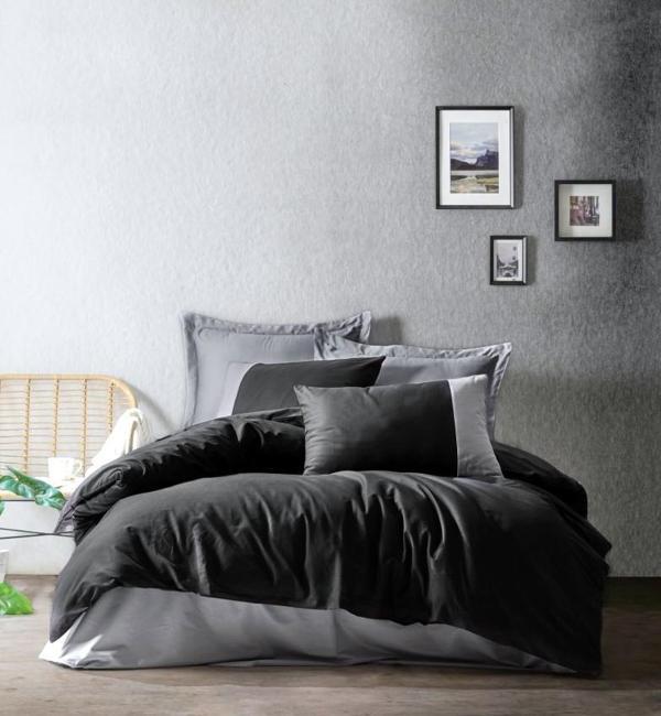 Cotton Box Plain Ranforce Tek Kişilik Nevresim Takımı-Siyah Gri - Image 1