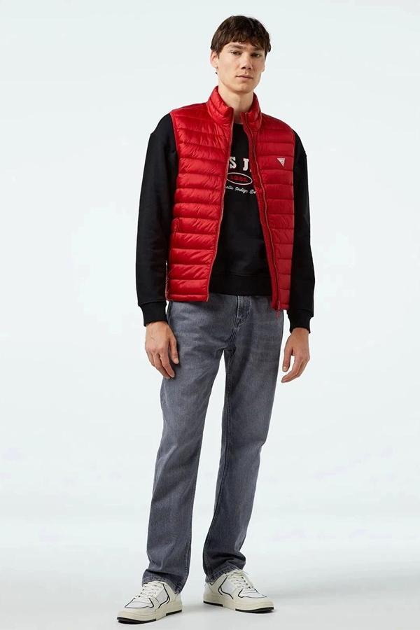 Guess Jeans GJ HOODED PUFFER VES Erkek Kırmızı Yelek M4YN11WG922-G585 - Image 1