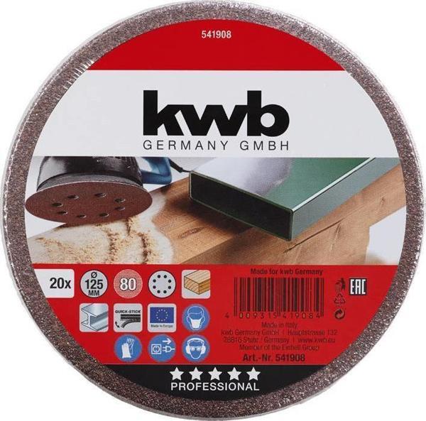 Kwb 541908 80 Kum Daire Zımpara 125 mm 20 Adet - Image 1