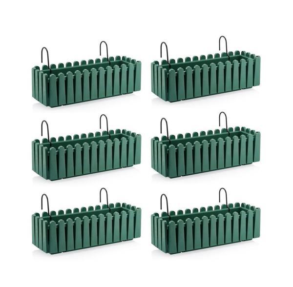 Omnipazar SO-İB02 Askılı Balkon Saksı Takımı 9 lt Yeşil 6 Adet  - Image 1