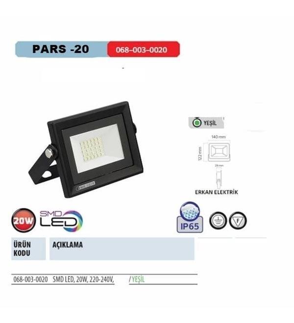 HOROZ PARS-20 20w YEŞİL Led Projektör SMD GREEN IP65 - Image 1