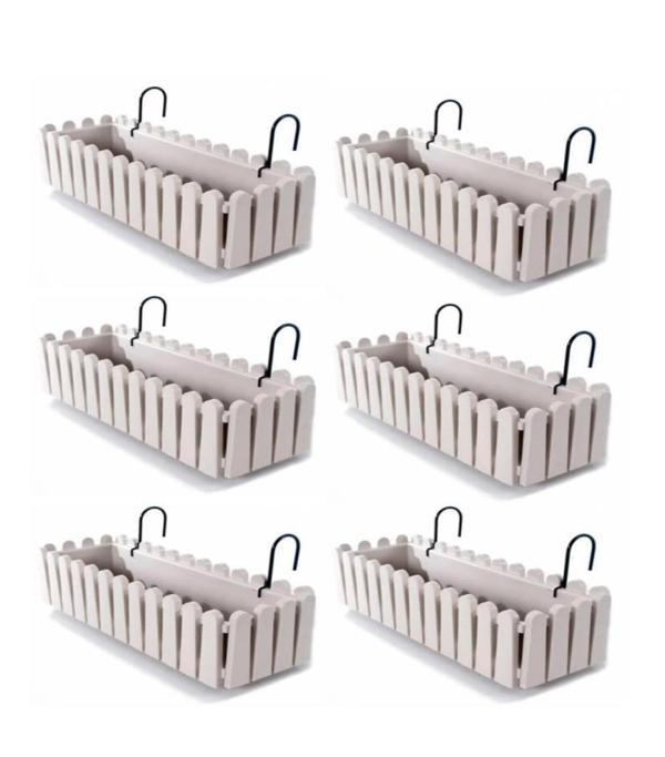 Omnipazar SO-İB03 Askılı Balkon Saksı Takımı 14 lt Kirli Beyaz 6 Adet - Image 1