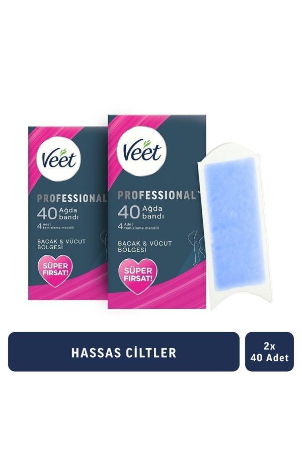 Veet Professional Ağda Bandı Hassas Ciltler Için Bacak&Vücut Bölgesi Süper Fırsat 80 Adet (40X2) - Image 1