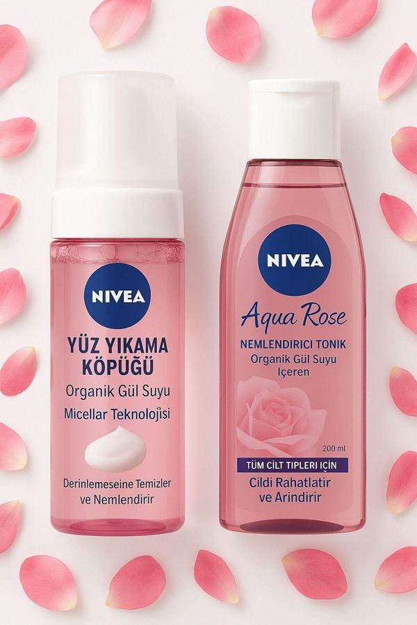 Nivea Aqua Rose Yuz Temızleme Kopugu 150 Ml Tonık 200 Ml - Image 1