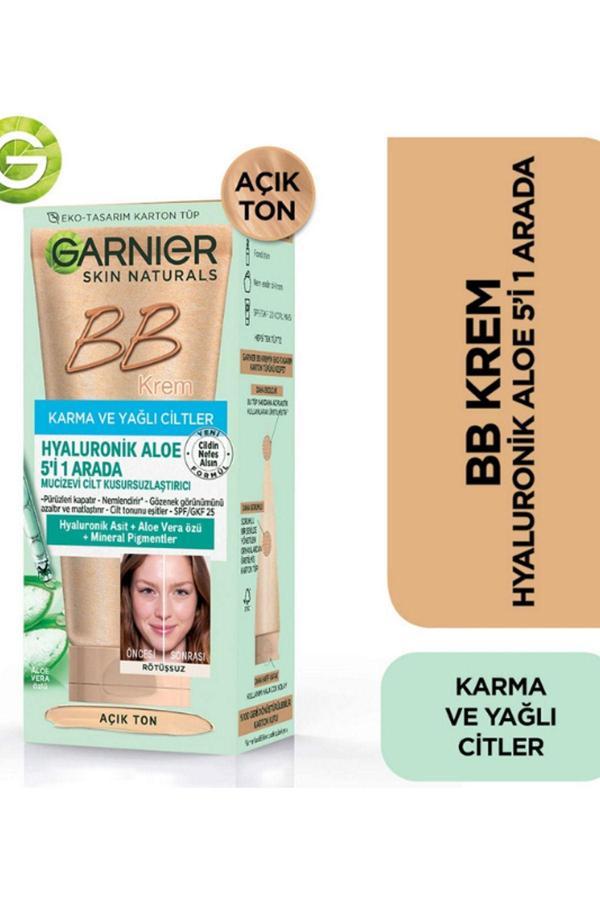 Garnier Bb Krem Hyaluronik Aloe 5'İ 1 Arada Mucizevi Cilt Kusursuzlaştırıcı Spf25 - Açık Ton - Image 1