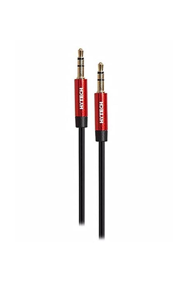 Hytech Hy-X72 1M Kırmızı Metal Konektörlü 3.5Mm Stereo Siyah Ses Kablosu - Image 1