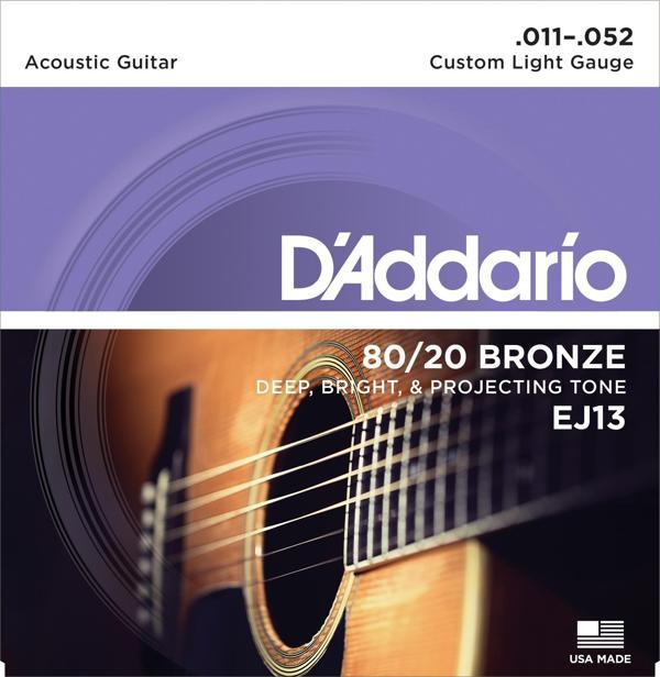 D'Addario EJ13 AKUSTİK GİTAR TEL SETİ, 80/20 BRONZ CUSTOM LIGHT G - Image 1