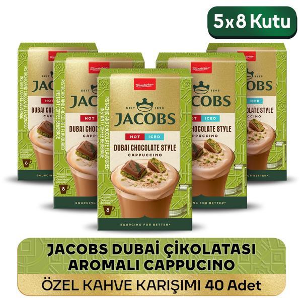 Jacobs Dubai Çikolatası Aromalı Cappucino Özel Kahve Karışımı 8 x 19,5gr  5'li Paket - Image 1
