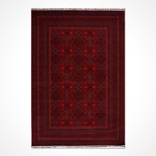  Çerçeveli Kırmızı Pamuk Dikdörtgen Modern Desenli Akrilik Hav Vermeyen Leke Tutmayan Kolay Temizlenen Yumuşak Makine Salon Yolluk Mutfak Halı - Image 1