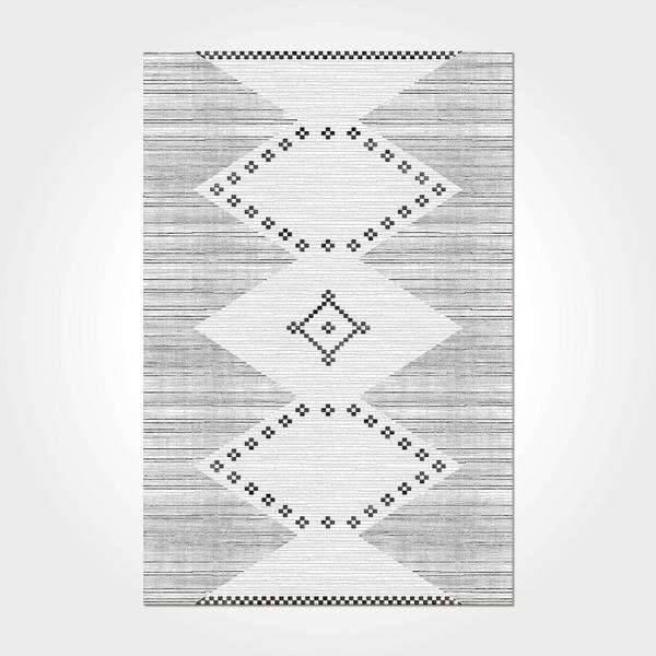 Mckenzie Geometrik Gri Pamuk Dikdörtgen Modern Desenli Akrilik Hav Vermeyen Leke Tutmayan Kolay Temizlenen Yumuşak Makine Salon Yolluk Mutfak Halı - Image 1
