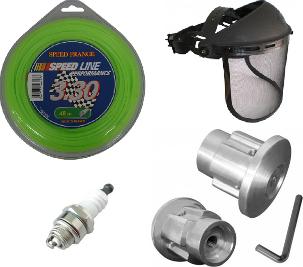 Motorlu Tırpan Aksesuar Seti- Koruyucu +Buji+Misina+Alüminyum Misina Başlığı - Image 1