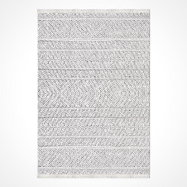 Beyaz Modern Etnik Desenli Hav Vermeyen Leke Tutmayan Kolay Temizlenen Yumuşak Makine Salon Yolluk Mutfak Halı - Image 1