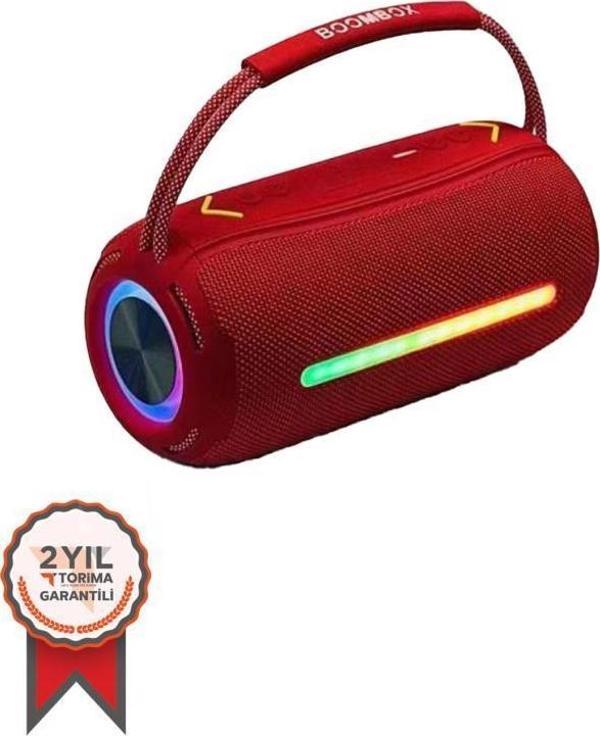 Torima Booms Box 360 Taşınabilir RGB Ledli Bluetooth Hoparlör Usb-Tf Kırmızı - Image 1