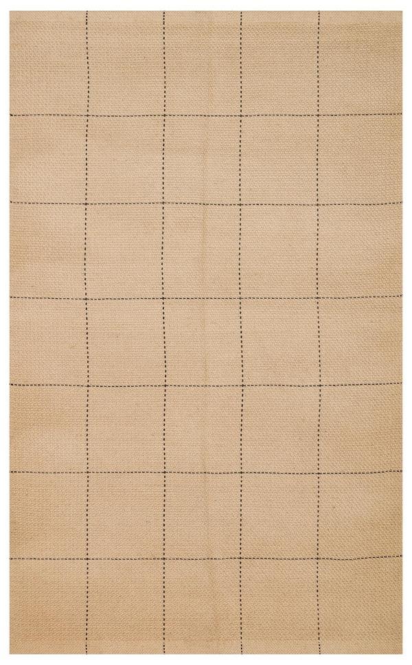  Çizgili Bej Pamuk Dikdörtgen Modern Desenli Akrilik Hav Vermeyen Leke Tutmayan Kolay Temizlenen Yumuşak Makine Salon Yolluk Mutfak Halı - Image 1