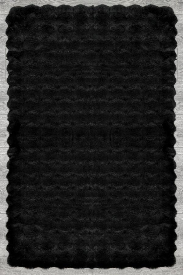 Freda Düz Siyah Polyester Oval Modern Desenli Akrilik Hav Vermeyen Leke Tutmayan Kolay Temizlenen Yumuşak Makine Salon Yolluk Mutfak Halı - Image 1