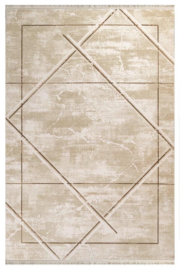 Budaun Geometrik Bej Akrilik Dikdörtgen Modern Desenli Akrilik Hav Vermeyen Leke Tutmayan Kolay Temizlenen Yumuşak Makine Salon Yolluk Mutfak Halı - Image 1