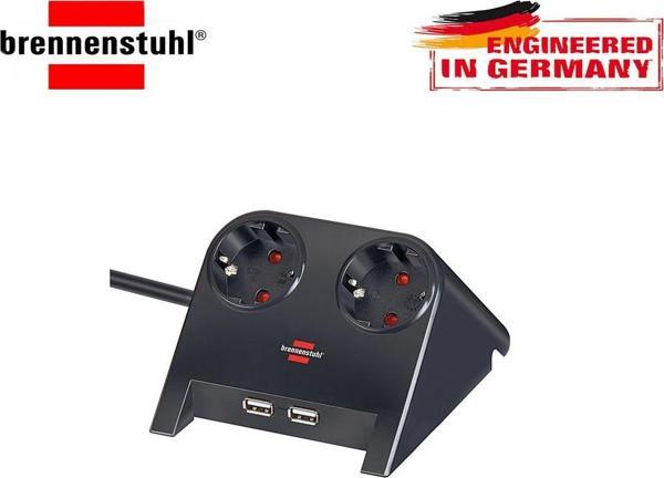 Brennenstuhl 2X Usb 2.0 2100A Hızlı Şarj 2'li Masaüstü Priz - Image 1