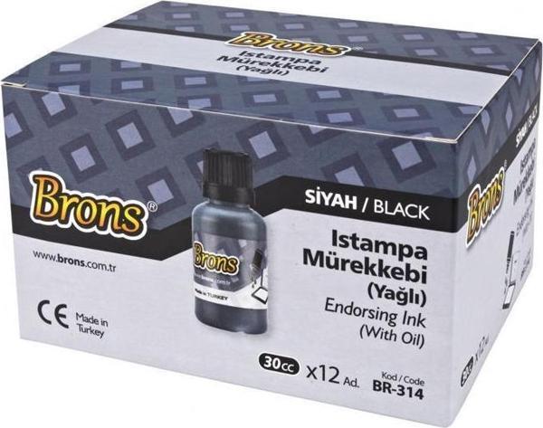 Brons Istampa Mürekkebi Yağlı 30 CC Siyah BR-314 - Image 1