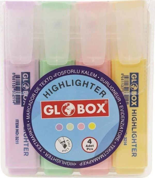 Globox Fosforlu Kalem Pastel Renk 4 LÜ 3230 - Image 1