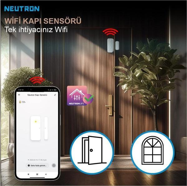 Neutron NTL-MC-02WBM Kapı Titreşim Ve Darbe Sensörlü Manyetik Kontak WİFİ - Image 1