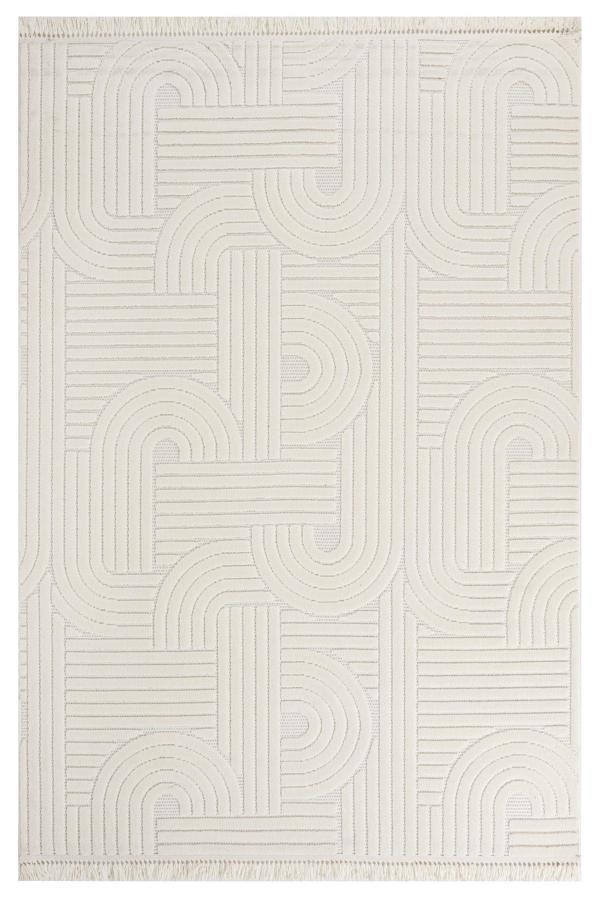 Milkwort Geometrik Krem Pamuk Dikdörtgen Modern Desenli Akrilik Hav Vermeyen Leke Tutmayan Kolay Temizlenen Yumuşak Makine Salon Yolluk Mutfak Halı - Image 1