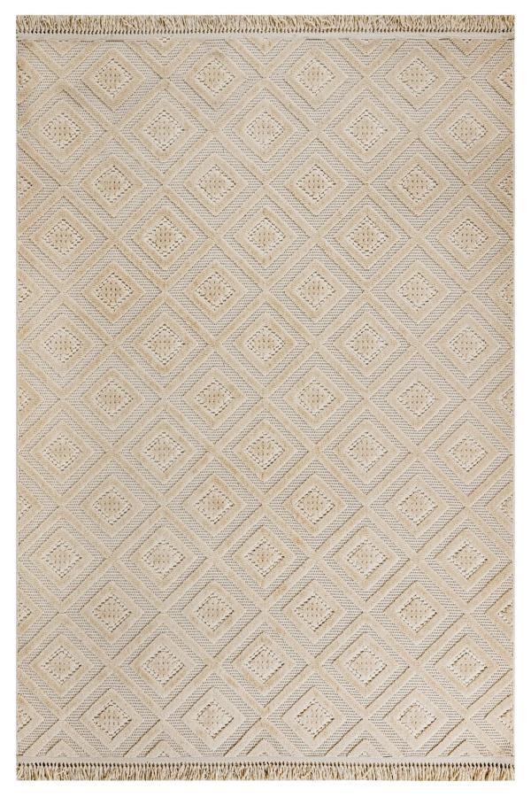 Milkvetch Geometrik Bej Pamuk Dikdörtgen Modern Desenli Akrilik Hav Vermeyen Leke Tutmayan Kolay Temizlenen Yumuşak Makine Salon Yolluk Mutfak Halı - Image 1