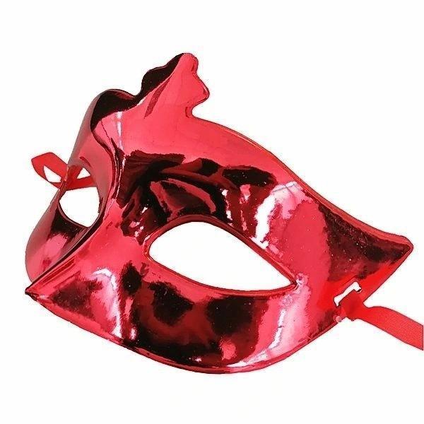 NessiWorld Kırmızı Renk Kostüm Partisi Ekstra Parlak Balo Maskesi 15x10 cm - Image 1