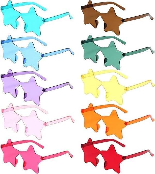 NessiWorld Yıldız Şekilli Çerçevesiz Parti Gözlüğü 6 Renk 6 Adet - Image 1