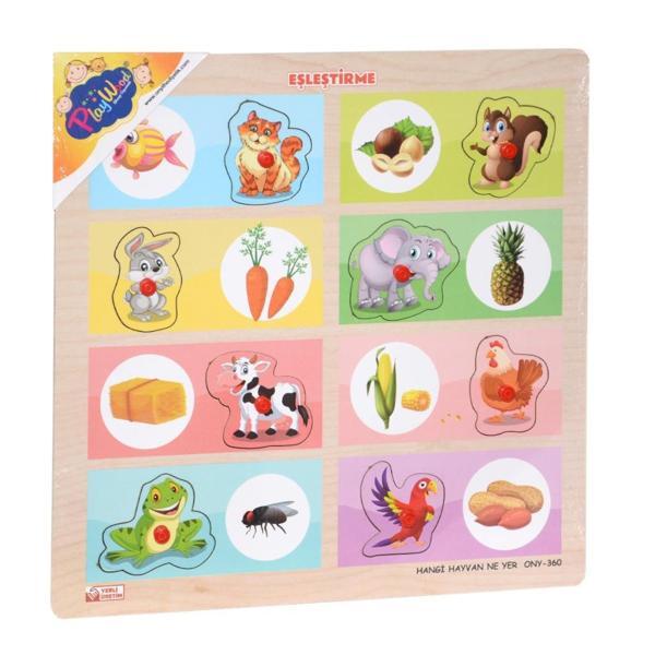 ONY-360-361 Onyıl, Ahşap Tutmalı Eşleştirme - Hangi Hayvan Ne Yer - Image 1