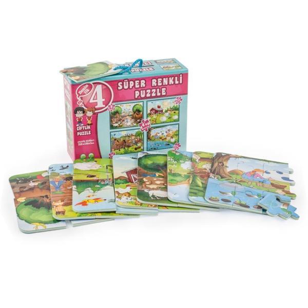 3222 ÇİFTLİK SÜPER RENKLİ PUZZLE 4LÜ - Image 1