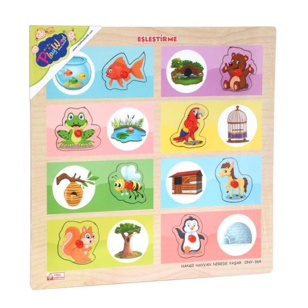 ONY-363-364 Ahşap Tutmalı Eşleştirme Hangi Hayvan Nerede Yaşar -Onyıl - Image 1