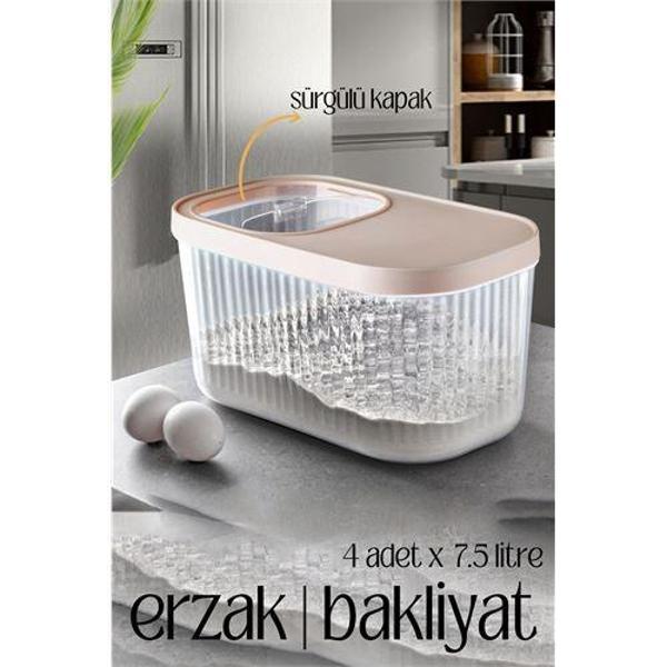 MultiBox Erzak Bakliyat Kutusu Sürgülü Kapak 7.5 Litre 4 ADET - Image 1