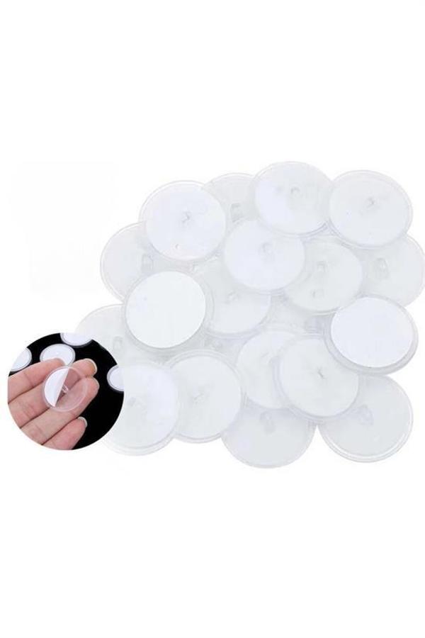 20 Adet Şeffaf Yuvarlak 3 Cm Çaplı Güçlü Disk Yapışkanlar - Image 1
