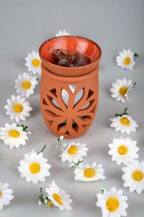 Lotus Çiçeği  El Yapımı Çömlek Buhurdanlık Tütsülük - Image 1