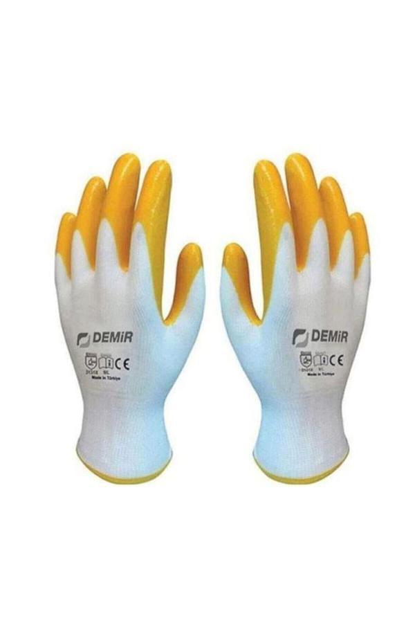 Demir Safety Sarı Nitril Inşaat Tarım Montaj Iş Eldiveni 12 Çift-no:10 - Image 1